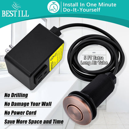 BESTILL Garbage Disposal Air Switch Kit - UL Listed, Cordless Sink Top Switch Button for Waste