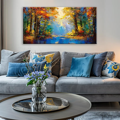 LASMOND Beautiful Colorful Forest Scenery Landscape Wall Art Decor Artwork for Bedroom Living Room