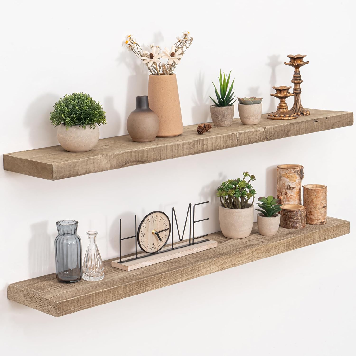 Floating Shelves Reclaimed Barnwood, 8" Deep Solid Wood Floating Shelf Wall Hanging Shelves with