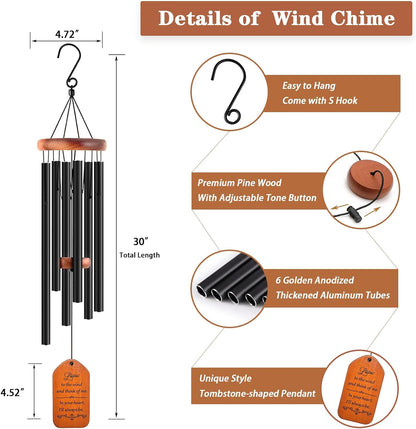 Sympathy Gift Baskets, 30" Wooden Memorial Wind Chimes for Loss of Loved One