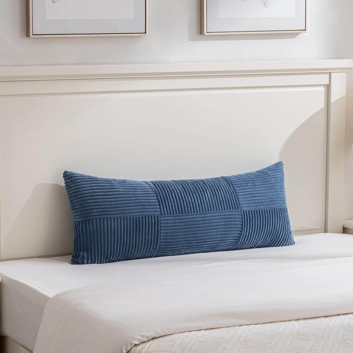 Fancy Homi Set of 2 Dusty Blue Boho Long Lumbar Body Decorative Throw Pillow Cover 14x36 Inch for