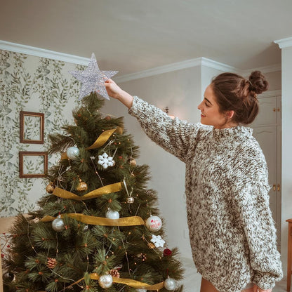 Christmas Tree Topper, hogardeck Sliver 5-Pointed Star Tree Topper for Christmas Decor, Tree