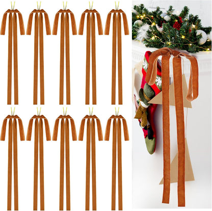 Draupnir 10 Pcs Velvet Christmas Bow 23.62x15.75 inch Velvet Bows for Christmas Tree Topper