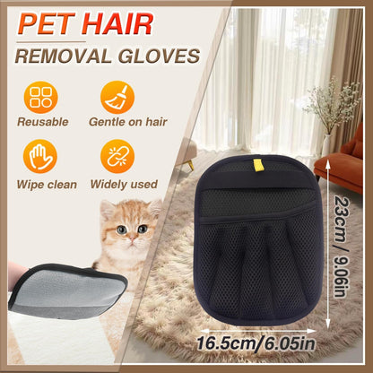 Upgraded Pet Hair Remover Glove - Reusable Electrostatic Five-Finger Gloves for Cat/Dog Hair