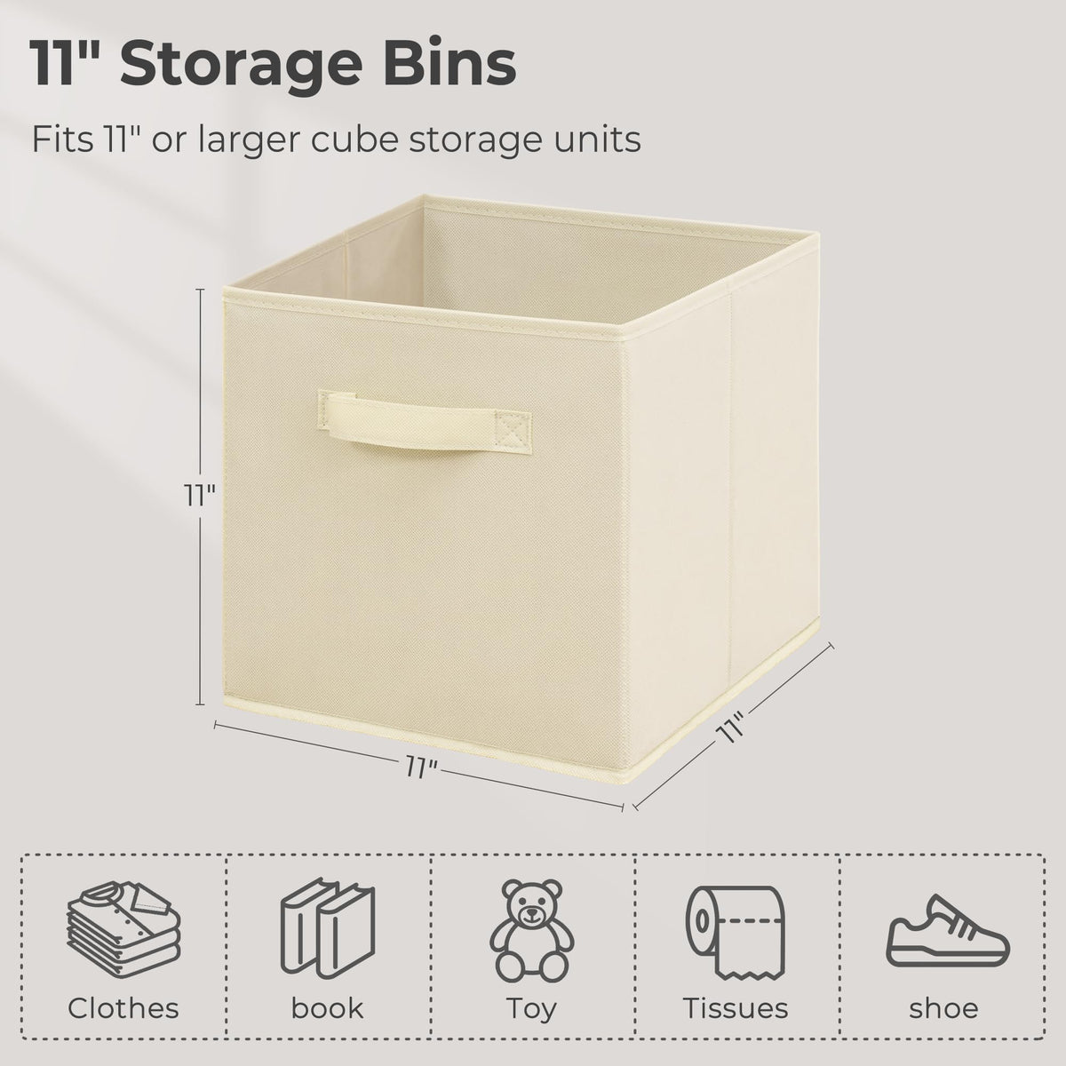 STORAGEIDEAS 11x11 Inch Storage Bins Cubes, Fabric Foldable Storage Box, Collapsible Closet