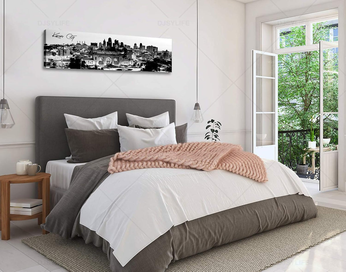 Pictures for Bedroom Black and White Wall Art Kansas City Panoramic Cityscape Skyline Canvas Art