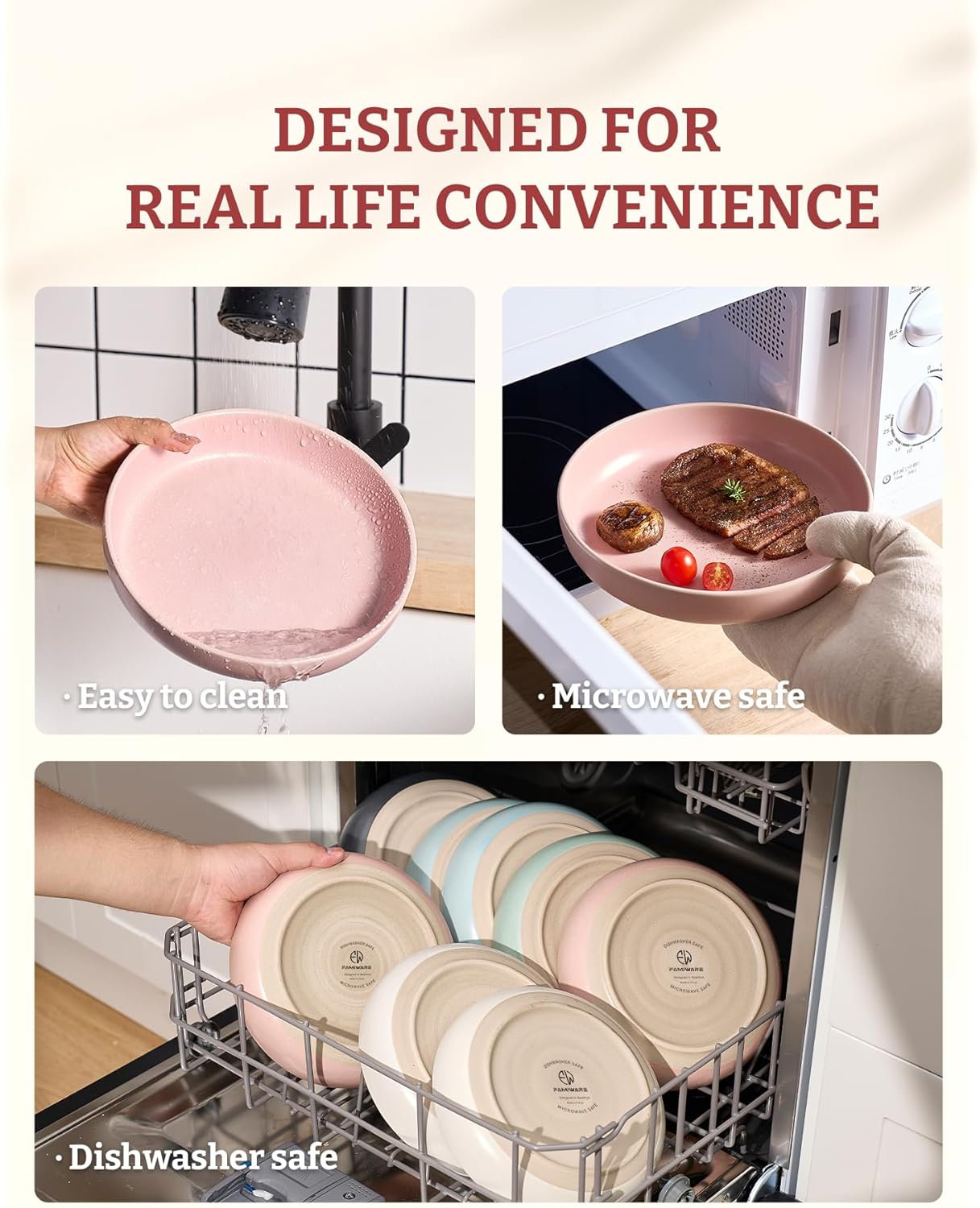 famiware Milkyway Pasta Bowls Set of 4, 8.5" Large Salad Bowls, Double Reactive Glaze, Sturdy &