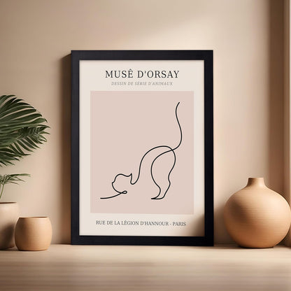 Poster Master Vintage Poster - Retro One Line Cat Drawing Print - Cat Art - Minimal Gift for Men