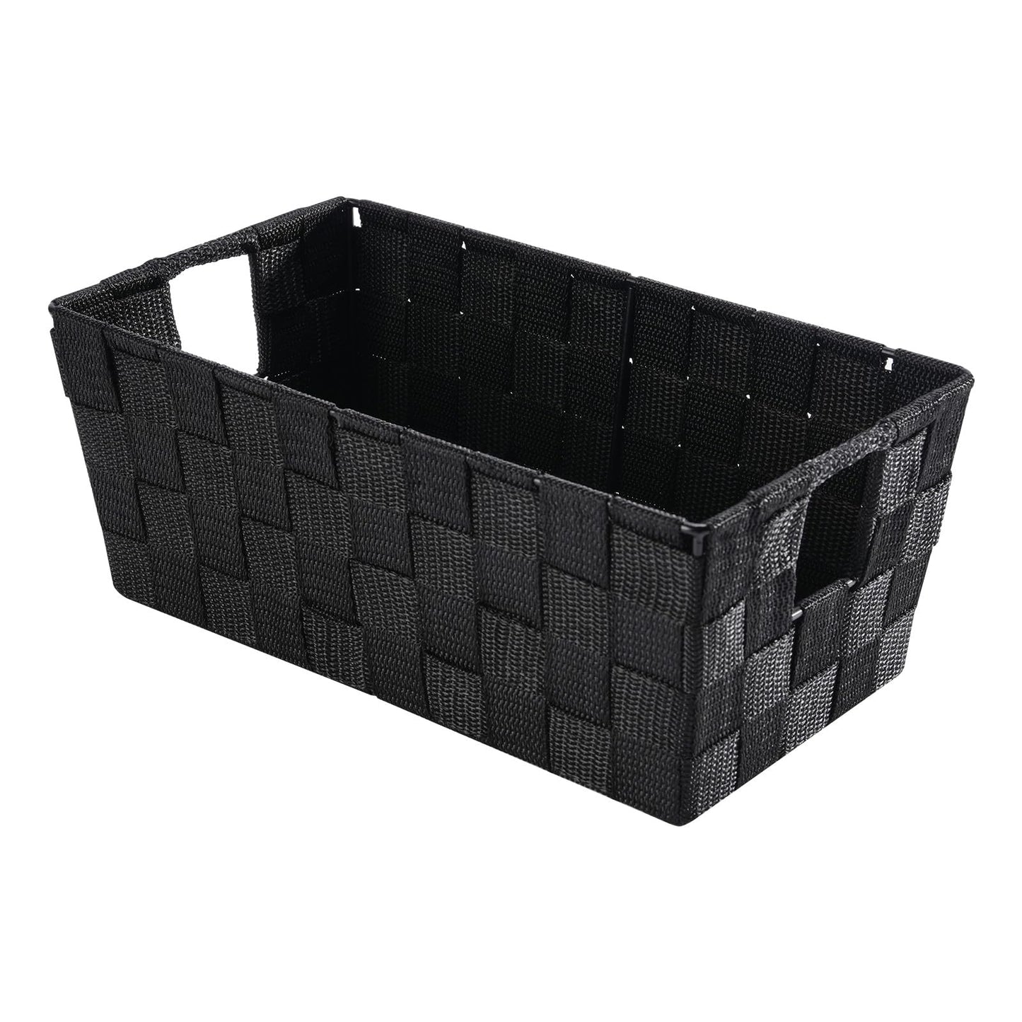 Whitmor Small Woven Storage Baskets for Shelves - Decorative Organizer Bins with Metal Structure