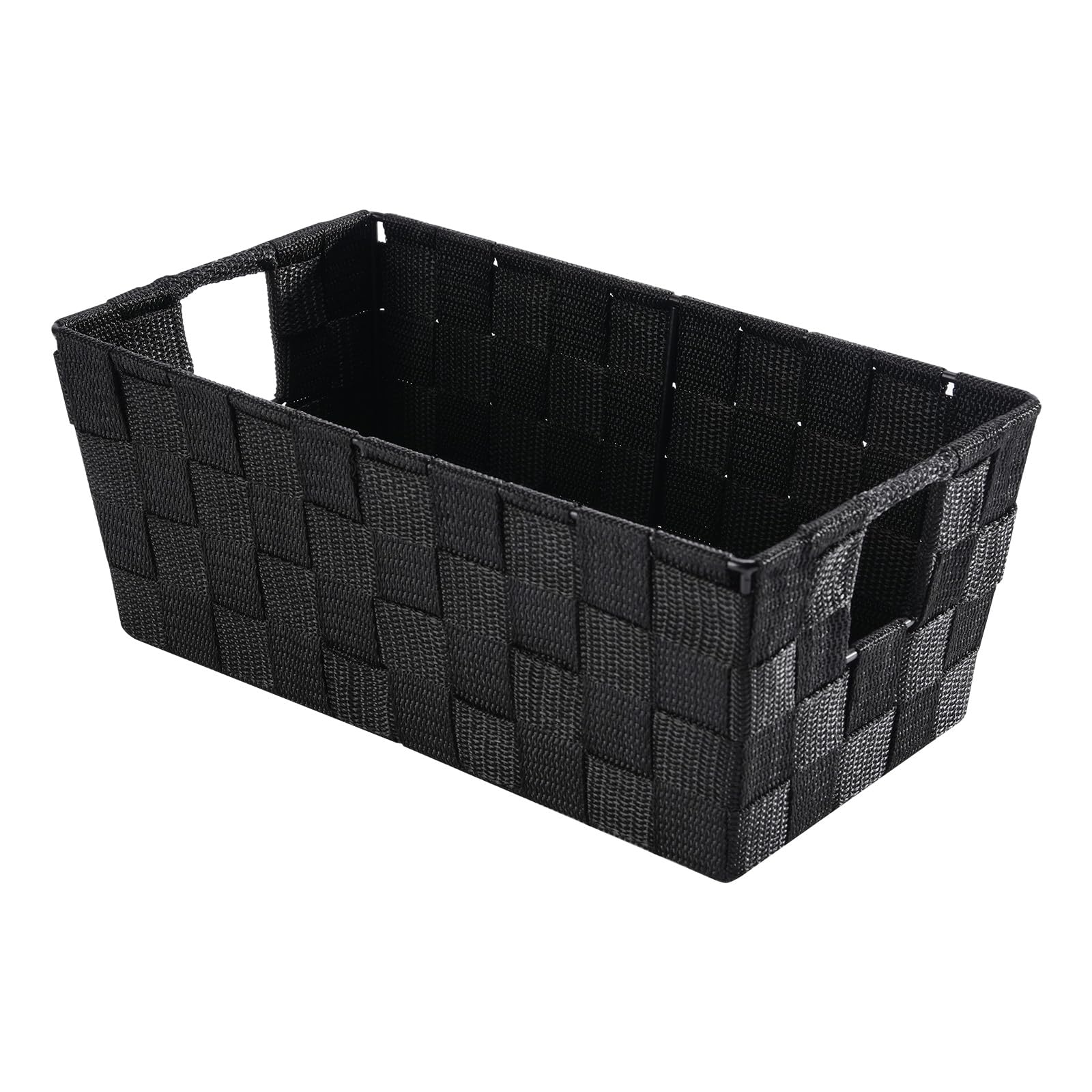 Whitmor Small Woven Storage Baskets for Shelves - Decorative Organizer Bins with Metal Structure