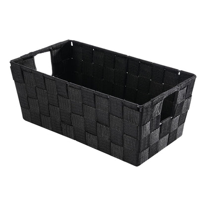Whitmor Small Woven Storage Baskets for Shelves - Decorative Organizer Bins with Metal Structure