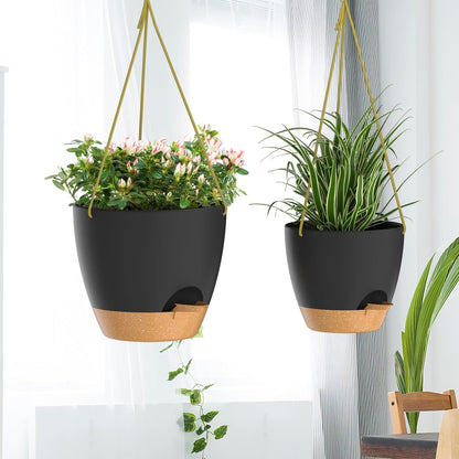 ZMTECH 10 Inch Hanging Planters for Indoor Outdoor Plants, 2 Pack Self Watering Hanging Plant Pots