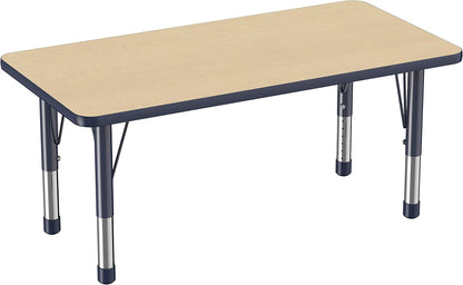 FDP Rectangle Activity School and Kids Classroom Table (24 x 48 inch), Toddler Legs, Adjustable
