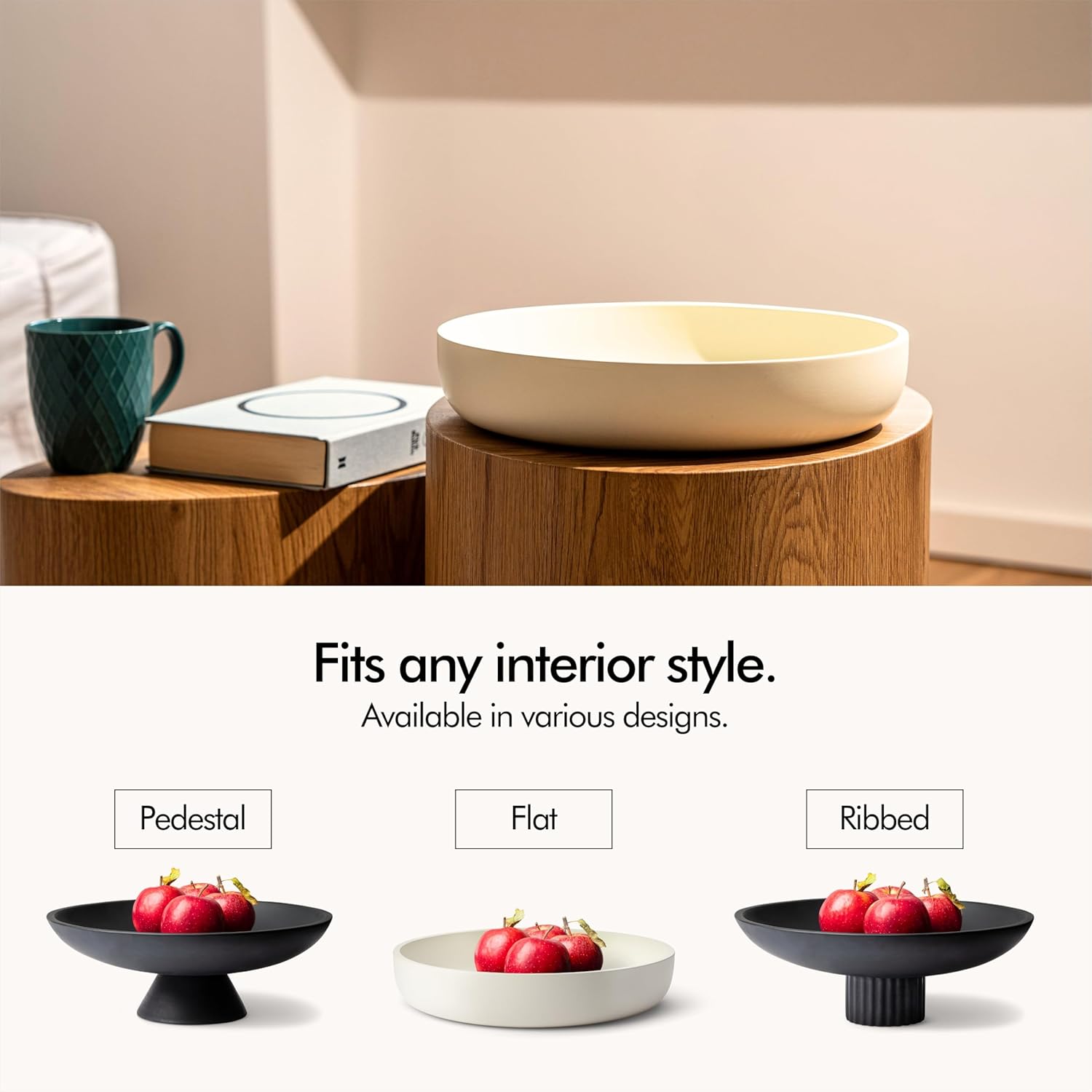 KIVY Concrete Fruit Bowl for Kitchen Counter - Large Decorative Bowl for Home Decor - Modern Fruit