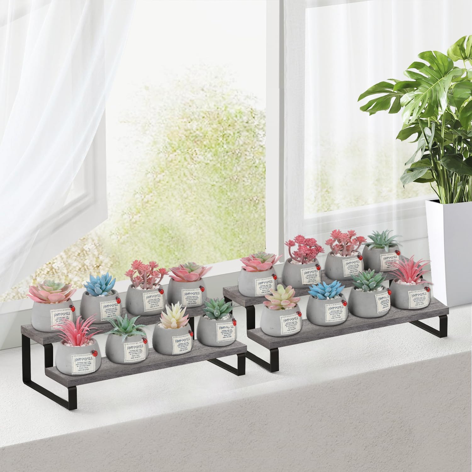 YINMIT Wooden Display Riser Stand, Tiered Perfume and Cologne Organizer Stand, 2 Tier Spice Rack
