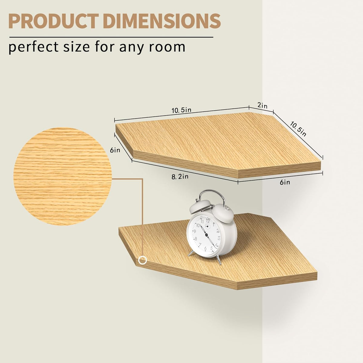 Corner Shelf Wall Mount, Floating Corner Shelves, Set of 2 Corner Wall Shelf Organizer, Rustic Wood