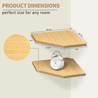 Corner Shelf Wall Mount, Floating Corner Shelves, Set of 2 Corner Wall Shelf Organizer, Rustic Wood