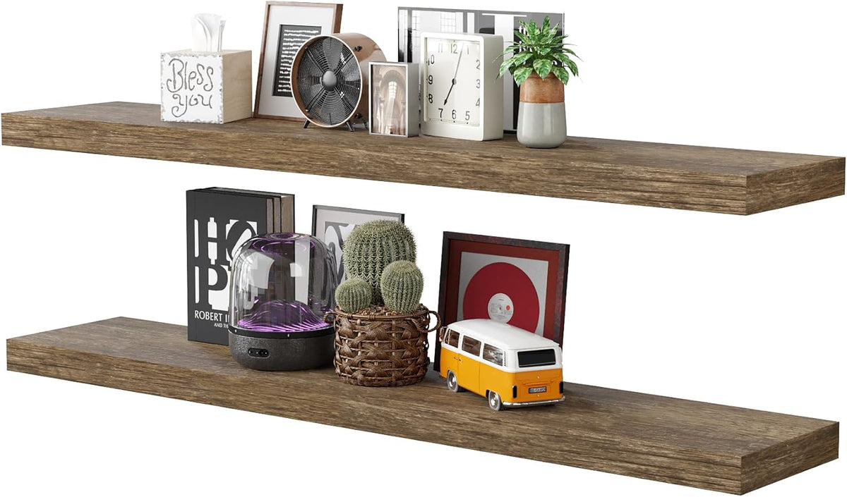 BAMEOS Floating Shelves,40 in W x 8in D Wall Mounted Wooden Shelves with Invisible Brackets Set of