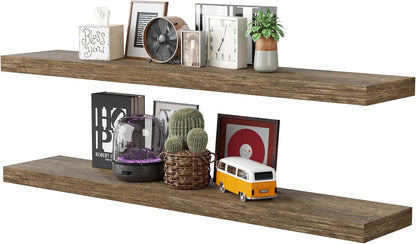 BAMEOS Floating Shelves,40 in W x 8in D Wall Mounted Wooden Shelves with Invisible Brackets Set of