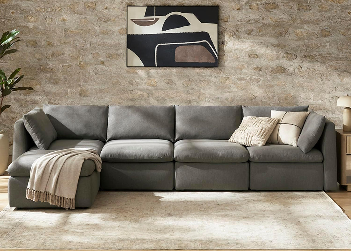 mopio Oversized Modular Sectional Sofa with Fully Removable Covers and Storage, Convertible U