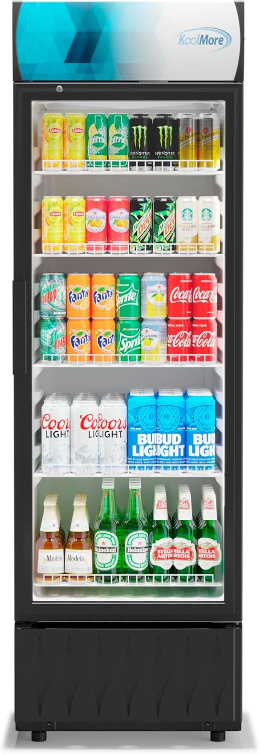 KoolMore DGDR-1D-9C 22 in. 9 Commercial One Glass Door Beverage Display Merchandiser Refrigerator