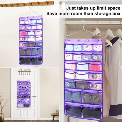Dual Sided Hanging Organizer for Jewelry Makeup Storage Closet Organizers for Bows Socks Underwear
