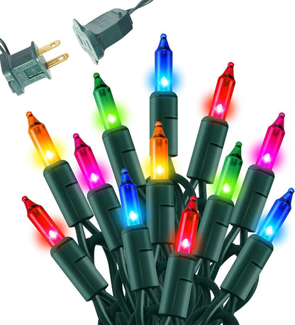Dazzle Bright Multi-Colored Christmas Mini String Lights, 20FT 100 Count Incandescent Waterproof