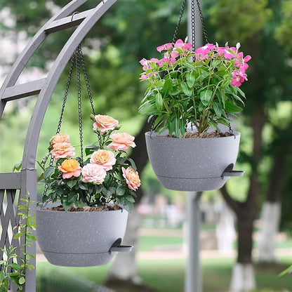 12 Inch Hanging Baskets 2 PC with Chains, Self-Watering Hanging Planters for Indoor Outdoor Plants