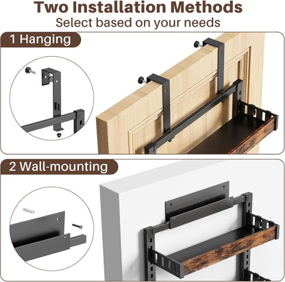 6 Tier Over The Door Pantry Organizer, 2 IN 1 Wall Mount or Metal Hanging Spice Rack for Pantry