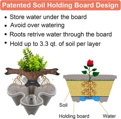 DUNCHATY Stackable Vertical Garden Planter with Wheels and Tools, Self-Watering Indoor/Outdoor