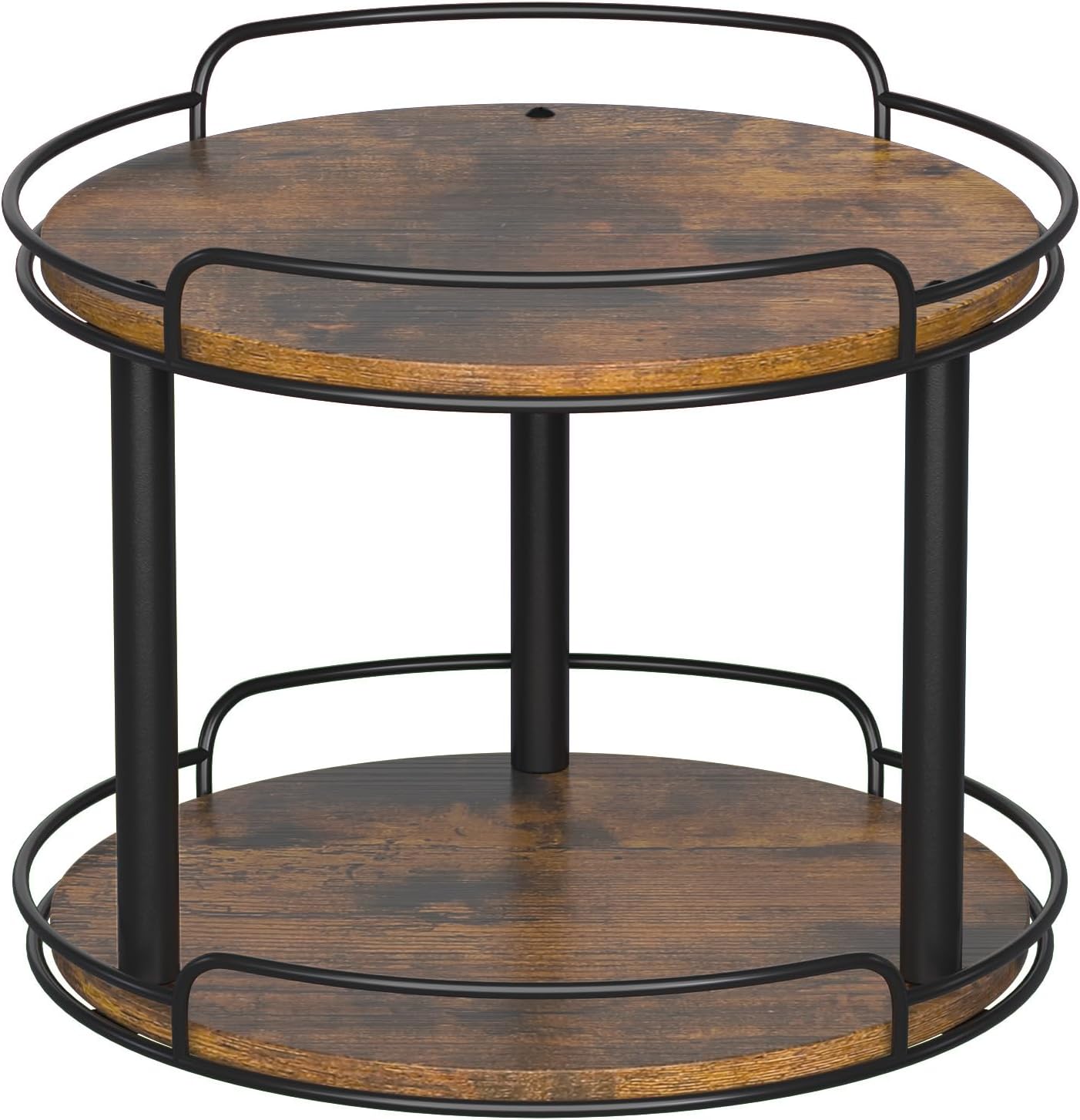 LAMU 12.2'' Wood Lazy Susan Turntable Organizer for Cabinet, 2 Tier Lazy Susan Spice Rack Organizer