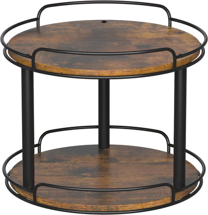 LAMU 12.2'' Wood Lazy Susan Turntable Organizer for Cabinet, 2 Tier Lazy Susan Spice Rack Organizer