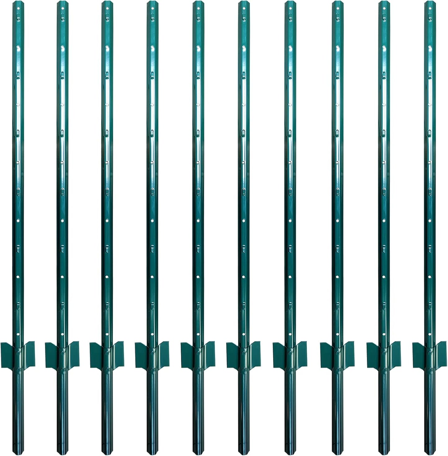 ARIFARO Fence Posts 4 Feet Sturdy Duty Metal Fence Post, Pack of 10, No Dig Garden U Post for Wire