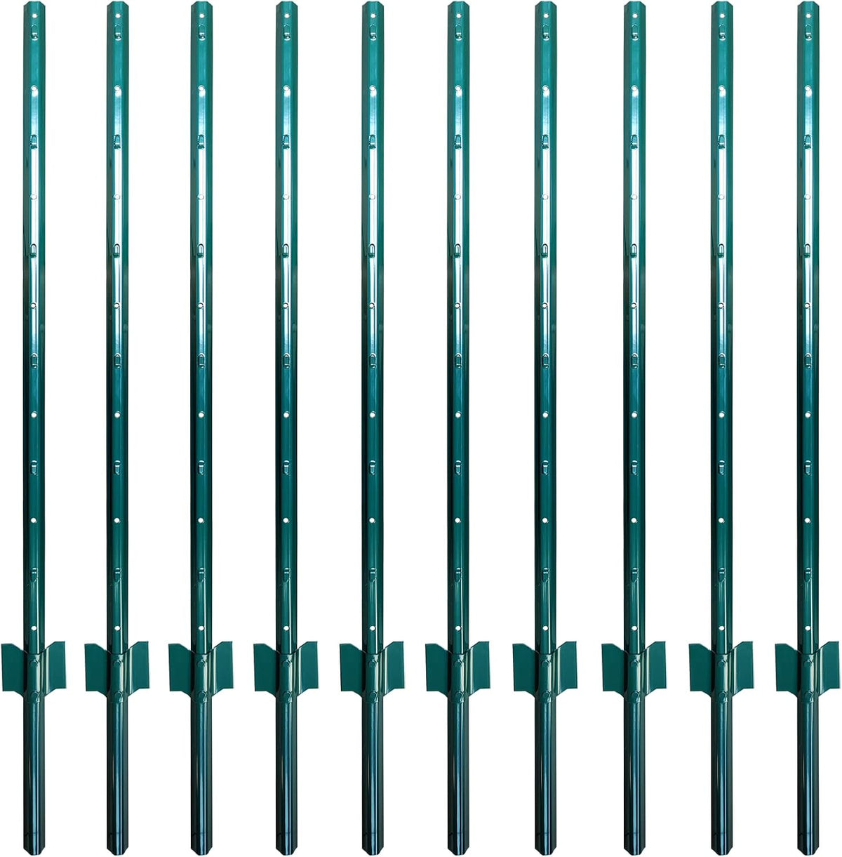 ARIFARO Fence Posts 4 Feet Sturdy Duty Metal Fence Post, Pack of 10, No Dig Garden U Post for Wire