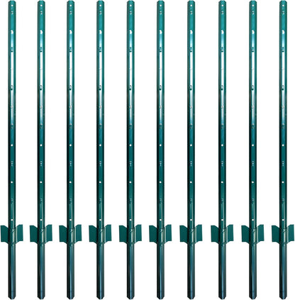 ARIFARO Fence Posts 4 Feet Sturdy Duty Metal Fence Post, Pack of 10, No Dig Garden U Post for Wire