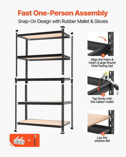 VEVOR Storage Shelves, 5-Tier Adjustable, 2000 lbs Capacity, Heavy Duty Garage Storage Shelving