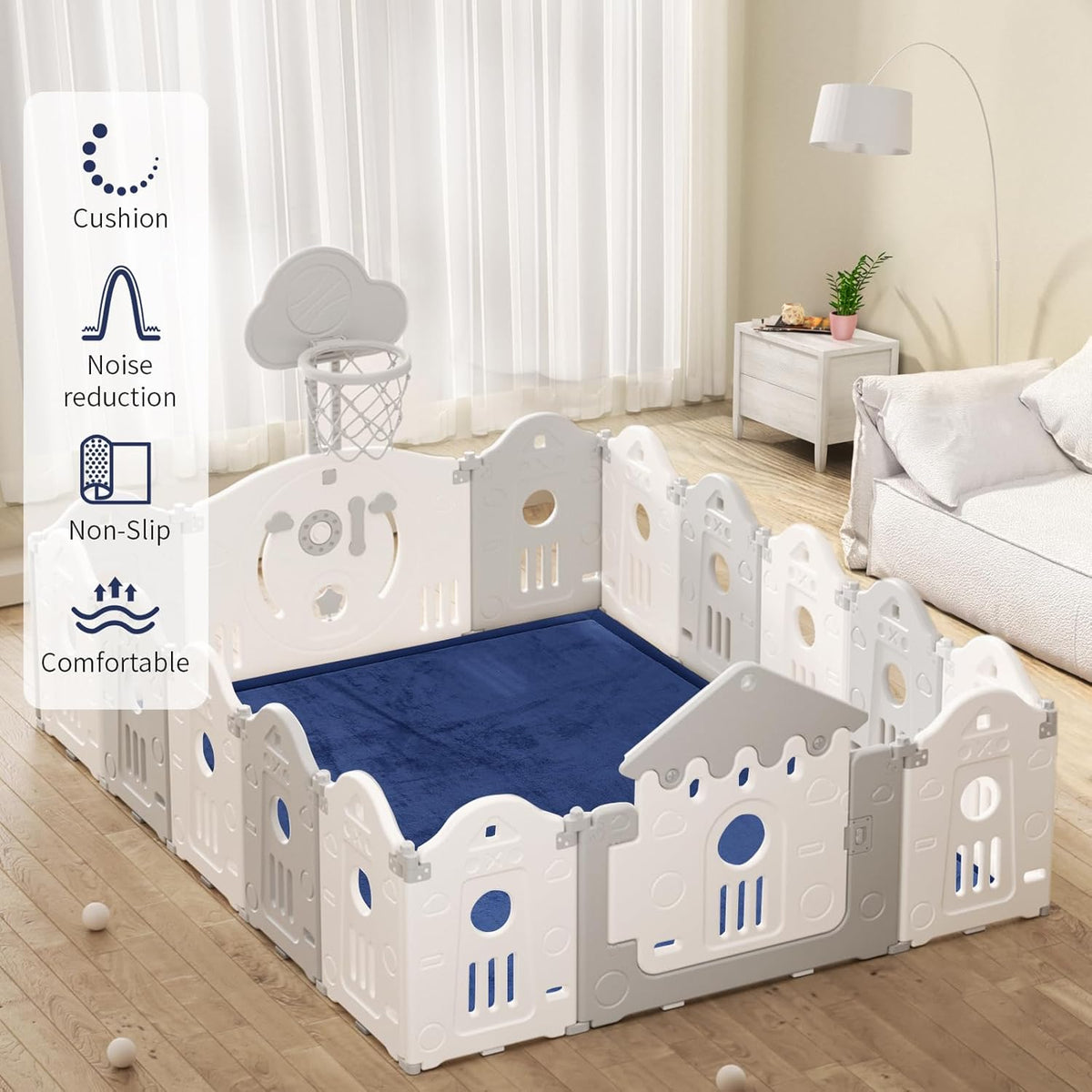 ACOMOPACK Baby Play Mat for Floor 1.3" Thick Memory Foam Play Mat 79"×157 Tummy Time Crawling with