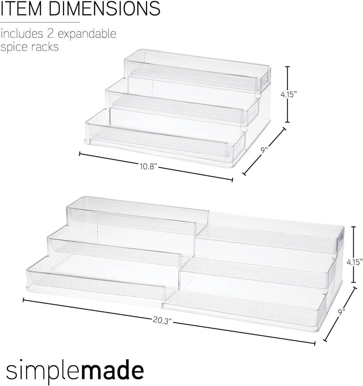 SIMPLEMADE 3-Tier Spice Rack Organizer - Versatile Storage Shelf for Kitchen, Bathroom, Bedroom &