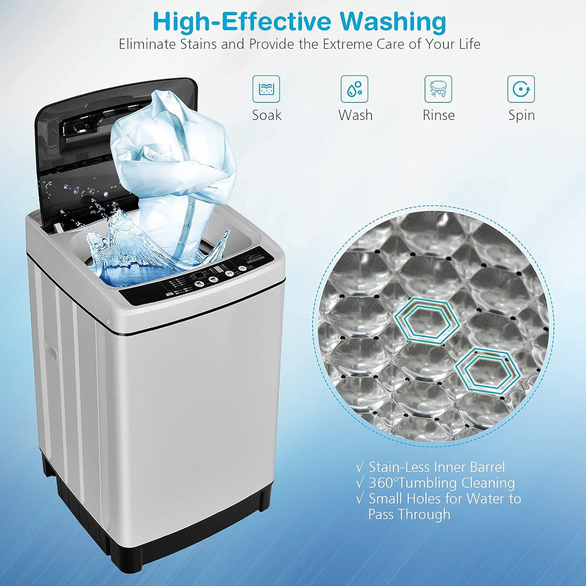 Giantex Full Automatic Washing Machine, 2 in 1 Portable Laundry Washer 1.5Cu.Ft 11lbs Capacity