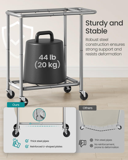 SONGMICS Laundry Basket with Wheels, 2-Section Rolling Laundry Hamper, 37 Gallons (140 L)