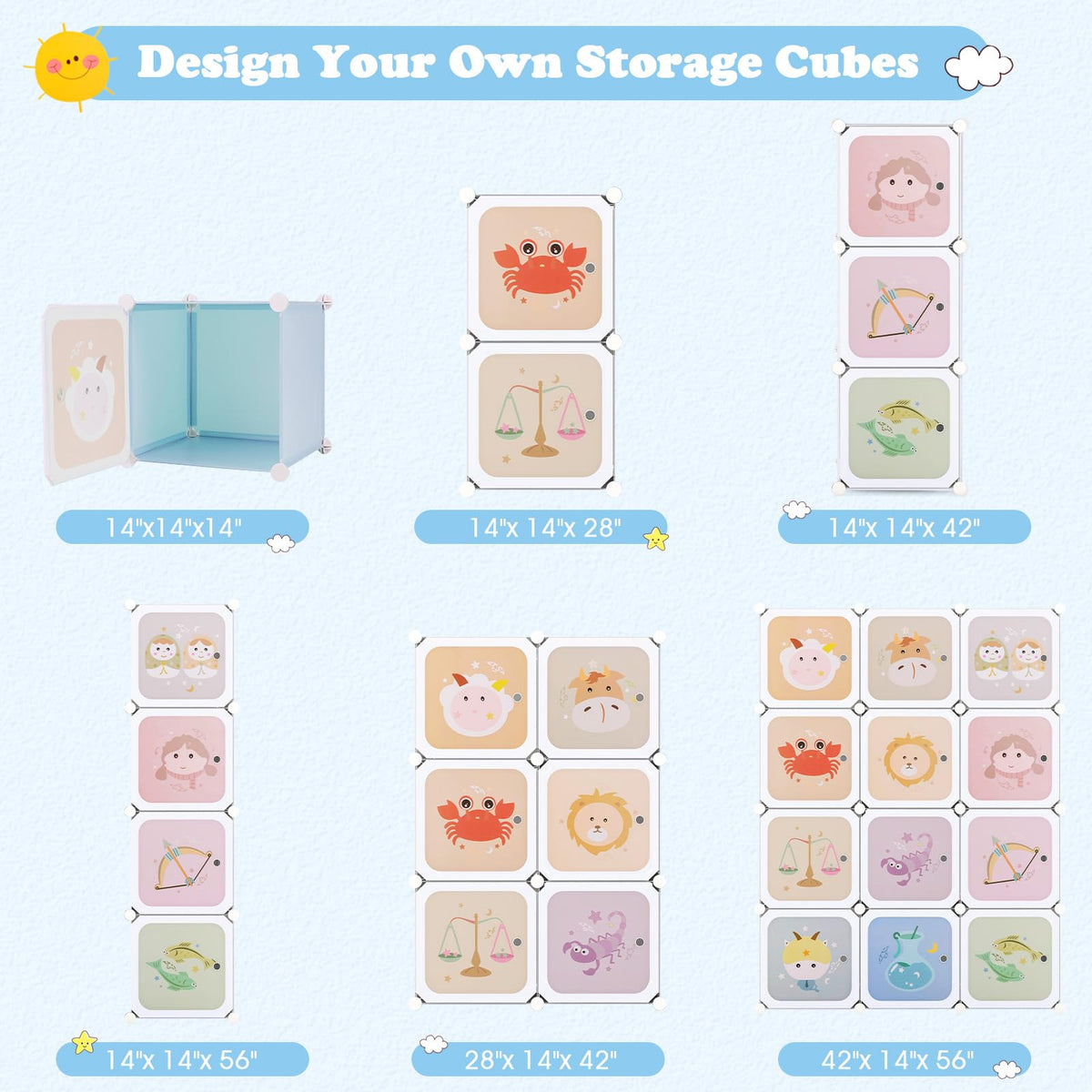 INFANS Children Wardrobe, Kid Closet Portable Baby Dresser Cute for Kids Bedroom Nursery Armoire
