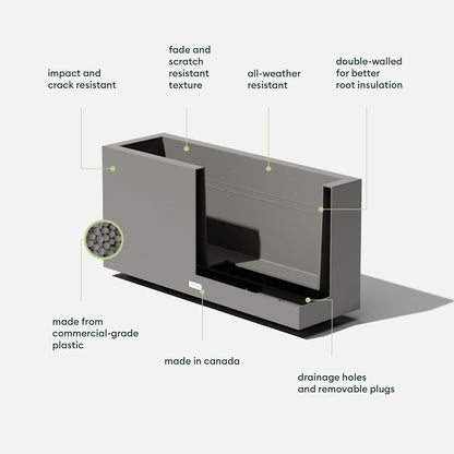 Veradek Block Series Long Box Planter - Large Rectangular Planter for Indoor or Outdoor Patio/Porch