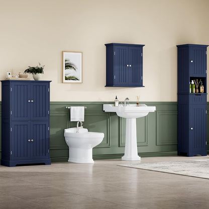 ChooChoo Bathroom Floor Cabinet, Modern Bathroom Storage Cabinet with 4 Doors and Adjustable