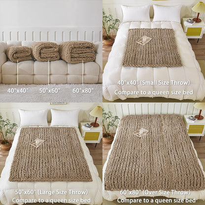 WESHIONGOO Chunky Knit Blanket Throw 50"×60" Knitted Throw Blankets for Couch Bed Fluffy Soft