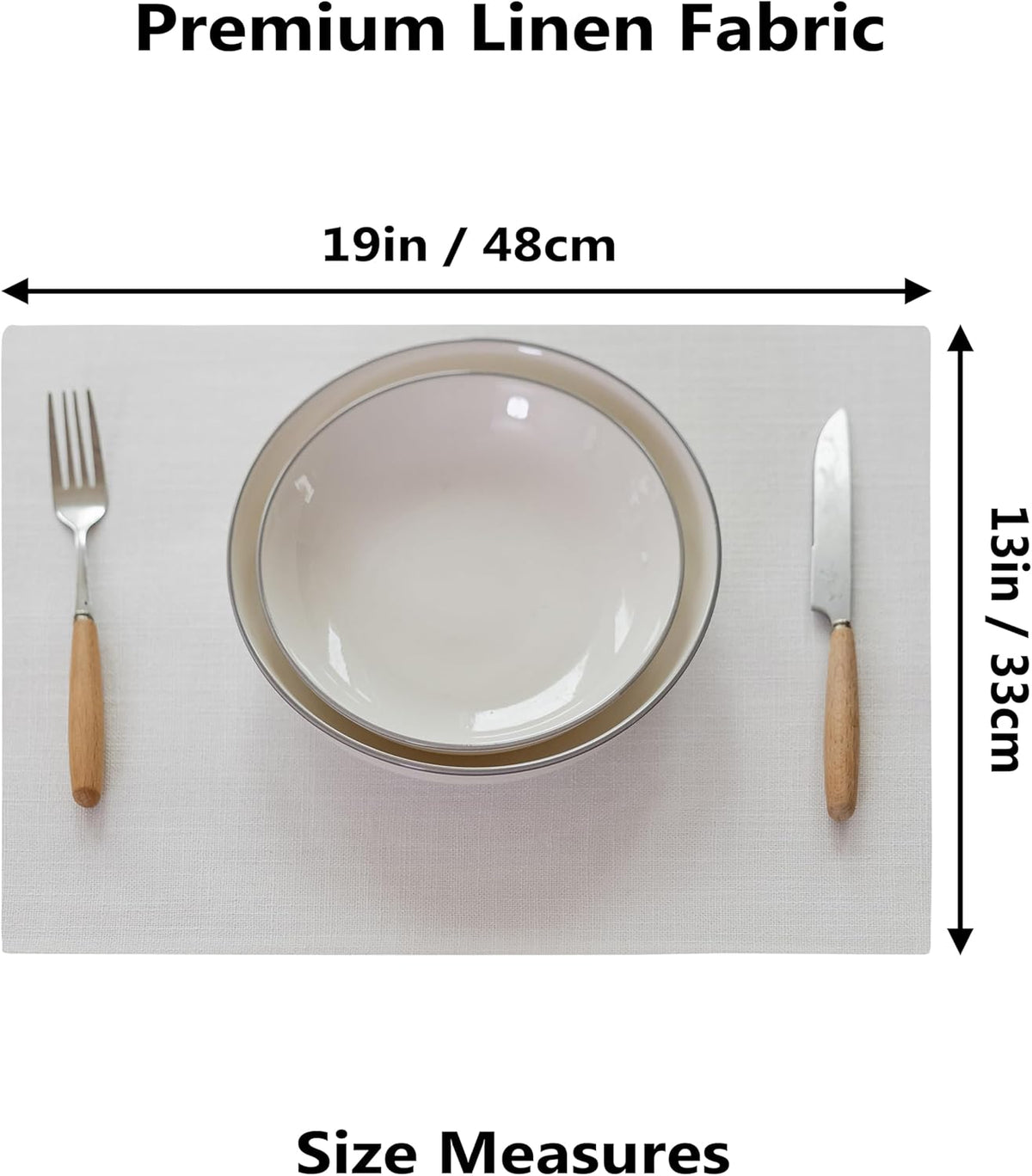 Demetex White Placemats Set of 6 Heat Resistant Linen Place Mats Washable Dining Table Plate Mat