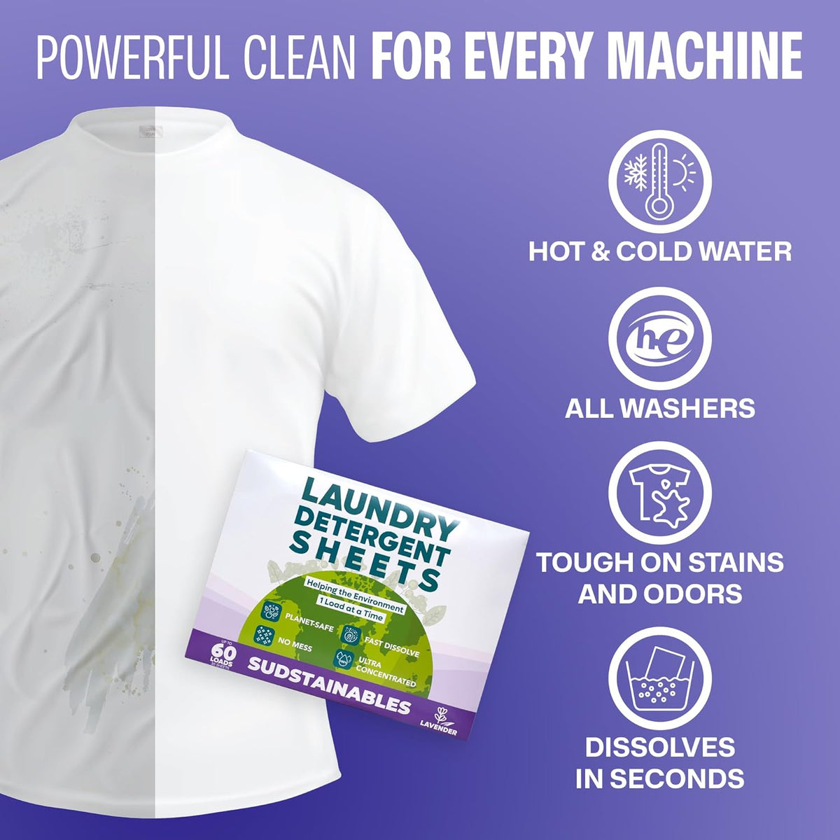 Sudstainables Laundry Detergent Sheets (60 Loads) – Eco-Friendly, Zero Waste, Plastic-Free Laundry