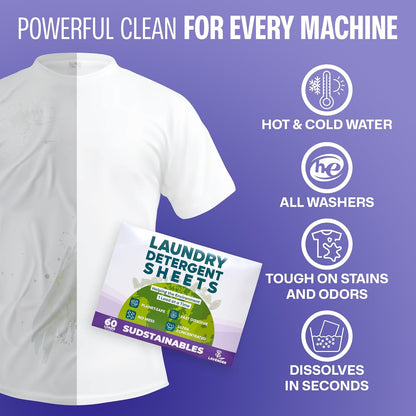Sudstainables Laundry Detergent Sheets (60 Loads) – Eco-Friendly, Zero Waste, Plastic-Free Laundry