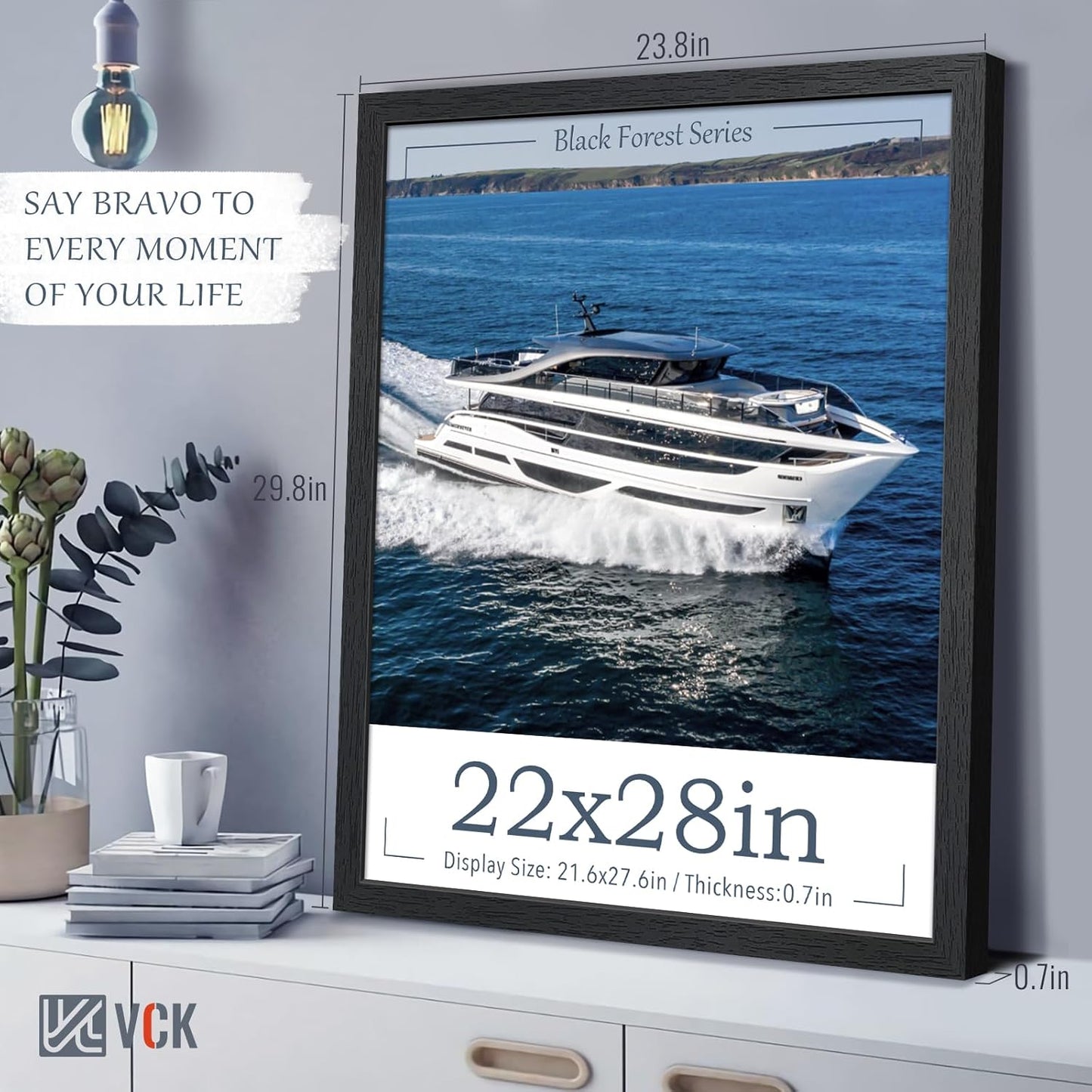 VCK 22x28 Poster Frame Set of 3 - Black,Solid Wood Picture Frames, Textured Exclusive Wall Gallery