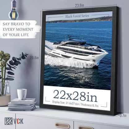 VCK 22x28 Poster Frame Set of 3 - Black,Solid Wood Picture Frames, Textured Exclusive Wall Gallery