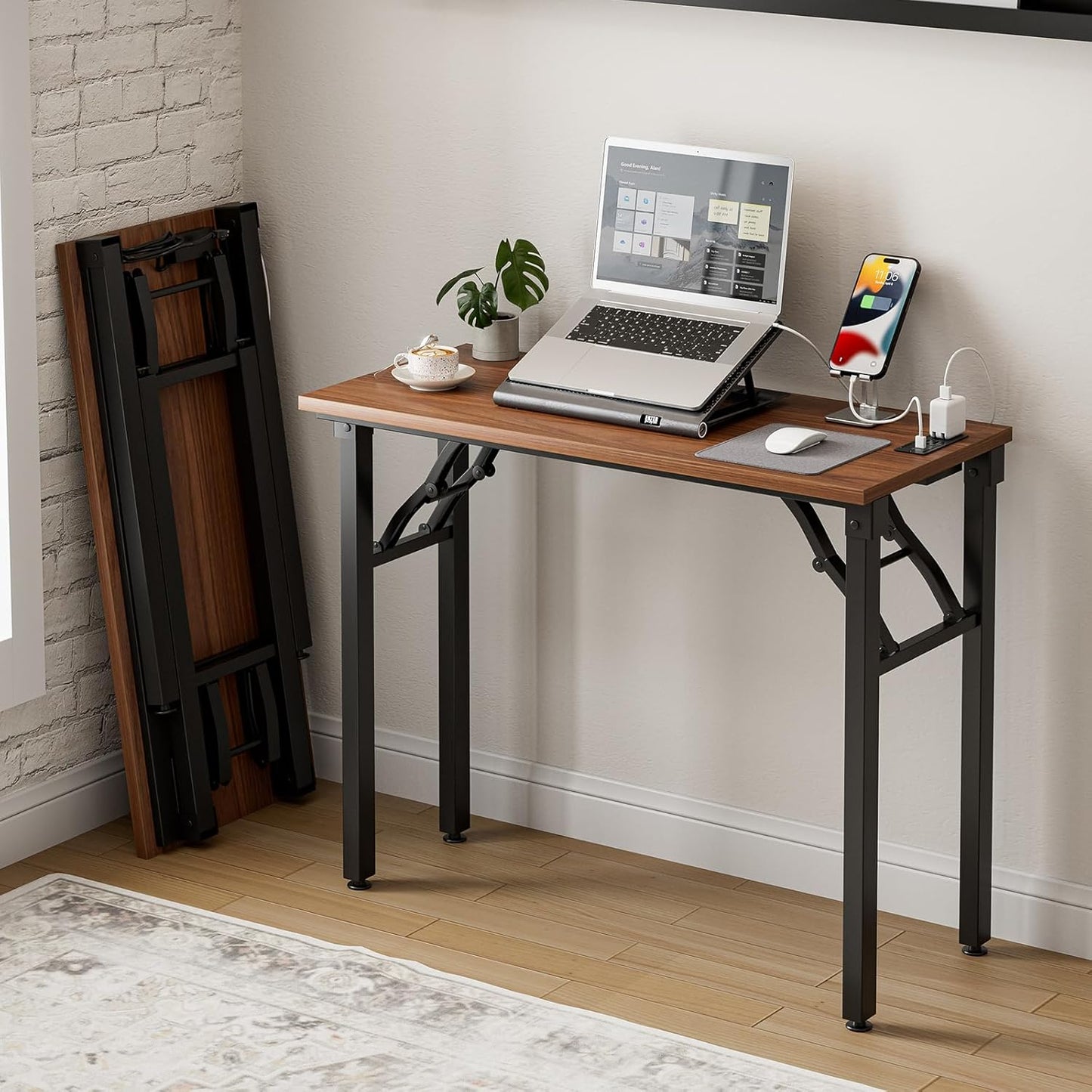 Frylr Small Folding Computer Desk – 35.8 Inch Portable Table for Craft and Study, Lightweight Desk